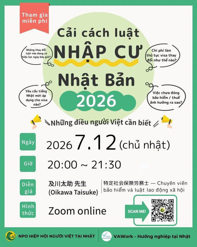 Seminar “Cải cách Luật Nhập cư Nhật Bản 2026 – Những điều người Việt cần biết”