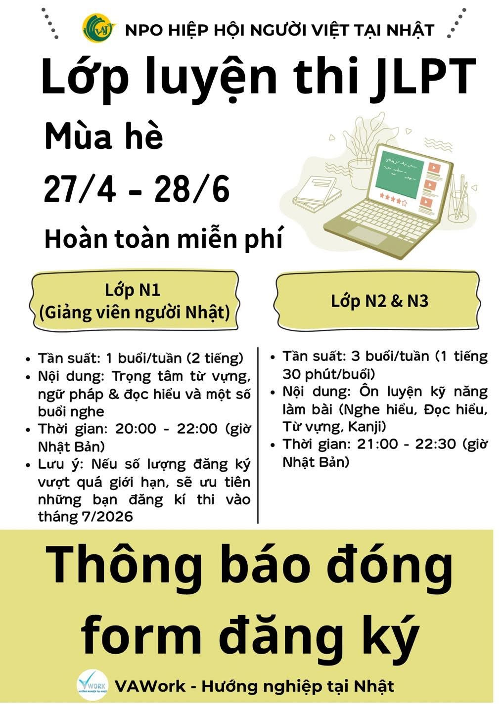 Báo cáo kết quả luyện thi khóa JLPT mùa hè 2026