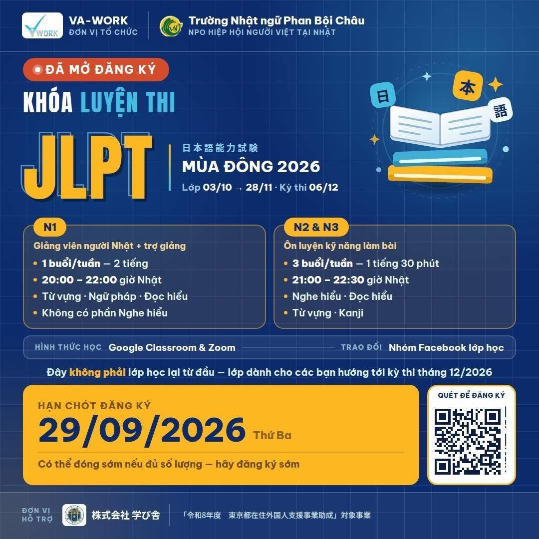 Thông báo nhận đăng kí ''Khóa luyện thi JLPT mùa đông 2026''